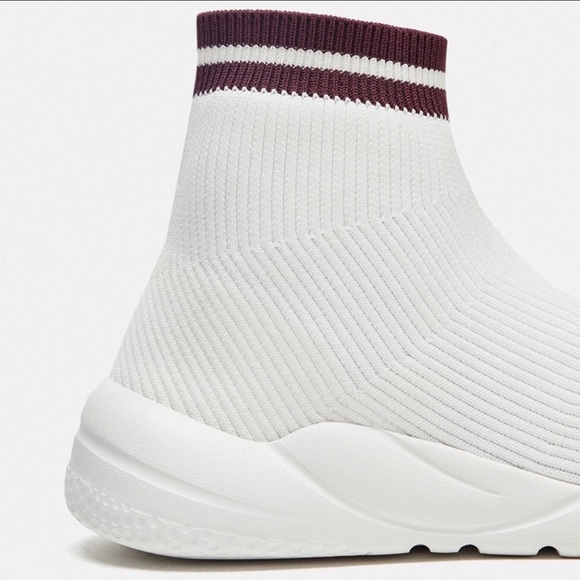 Zara White High Top Sock Sneakers NEW - Picture 3 of 8